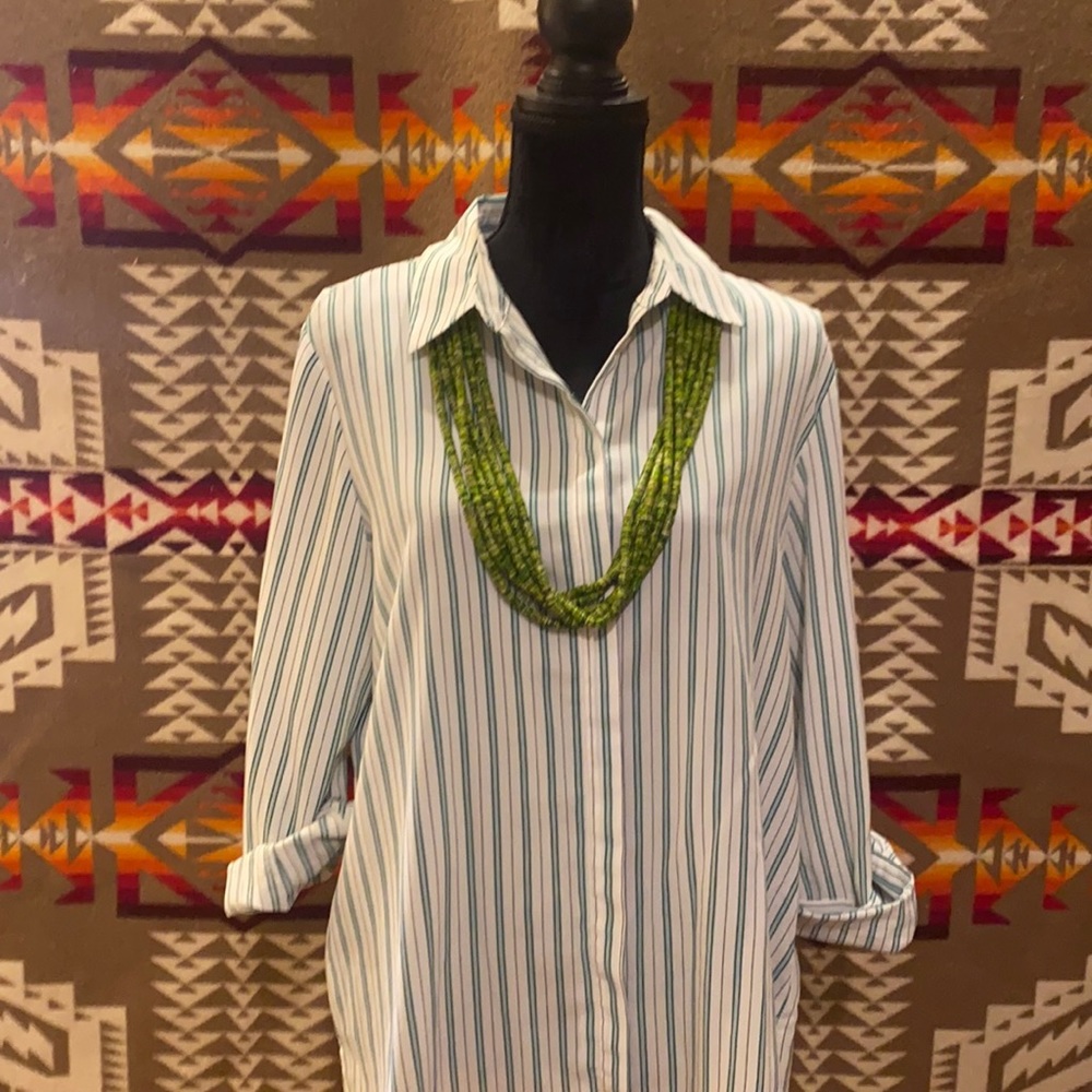Green & White Striped Top